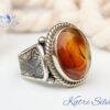 Incomparable Beauty Two-Color Rare Amber Stone Ring, Wonderful Craftsmanship, Fine Craft, Stylish Design, Men's Jewelry, Men's Silver Ring