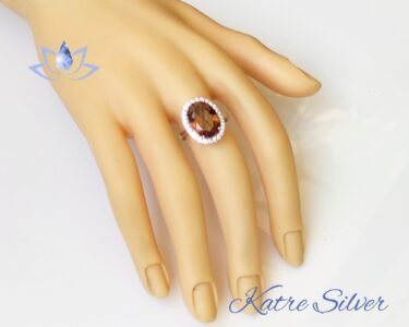 Best Color Changing Sultanite Halo Ring 925 Sterling Silver – Handmade Diaspore Engagement Promise Ring, Turkish Gemstone Gift for Her - Image 2