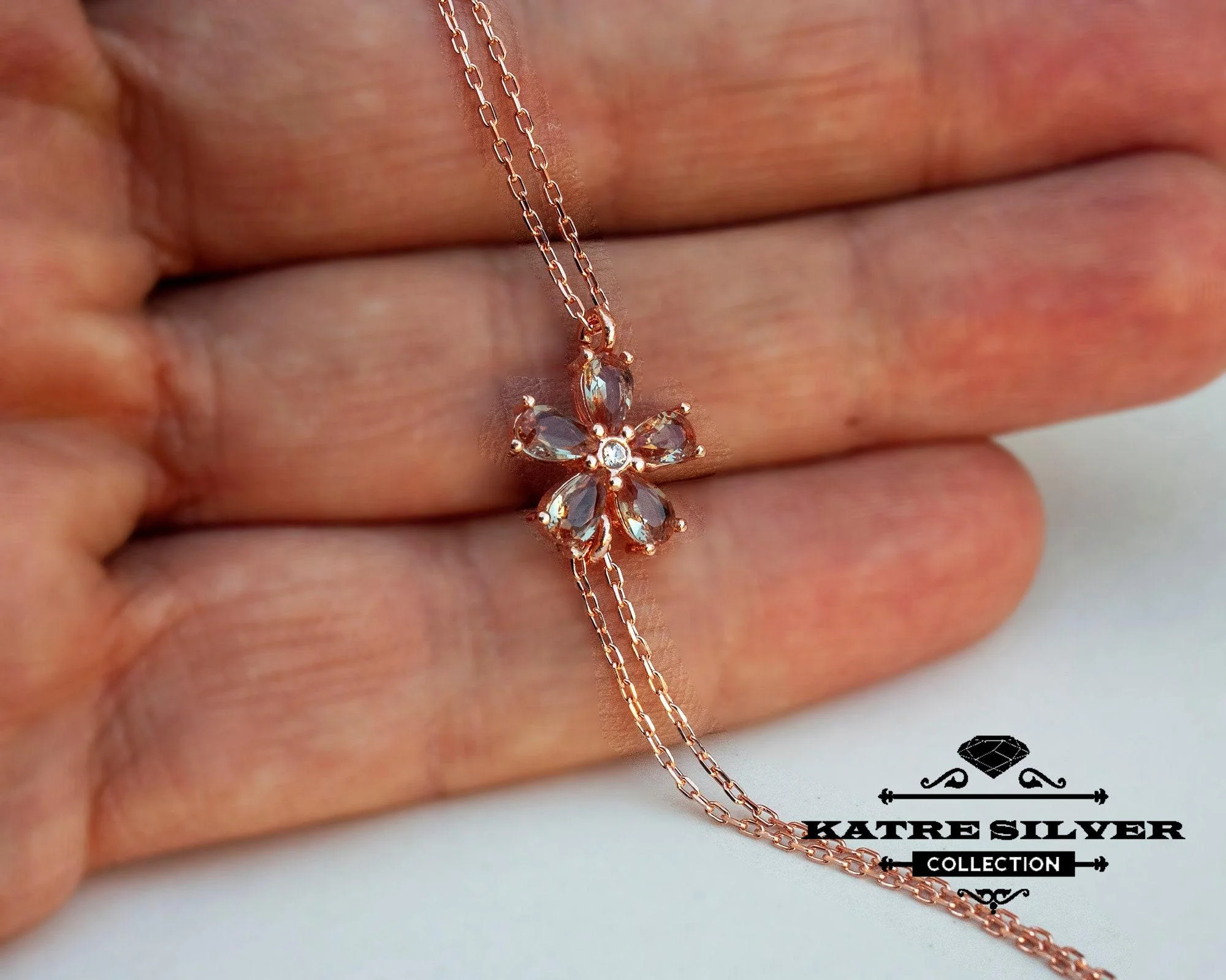 Rose Turkish Diaspore Flower Bracelet, Turkish Bracelet, Flower Bracelet, Flower Jewelry, Floral Bracelet, Silver Bracelet, Summer Bracelet - Image 8