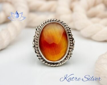 Amber Ring, Vintage Silver Ring, Naturel Baltic Amber Ring, Mens Ring with Gemstone, Handmade Men Jewelry, Rings for Men, Mens Accessory - Image 3