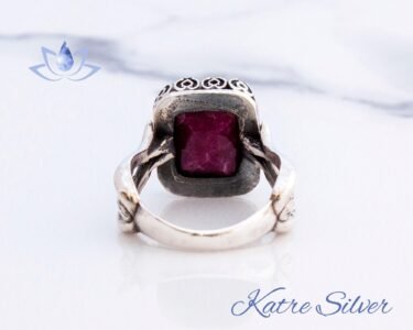 Best Emerald Cut Ruby Ring 925 Sterling Silver – Vintage Red Gemstone Ring, Handmade Statement Jewelry Gift for Men Women - Image 8