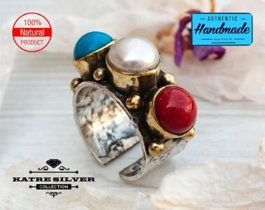 native american multi gemstone ring