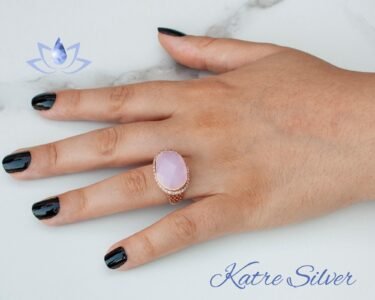 Best Rose Quartz Silver Ring 925 Sterling Silver – Pink Gemstone Statement Ring, Handmade Romantic Jewelry Gift for Her - Image 2