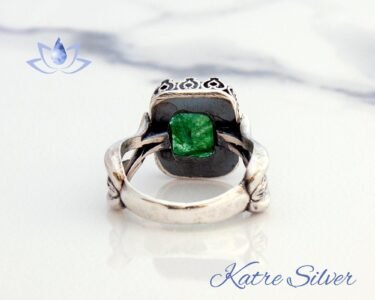 Mens Emerald Ring, Natural Green Emerald, Ethical Mens Ring, Rustic Mens Ring, Game of Thrones Ring, Amazing Design, Birthstone Men Ring - Image 8