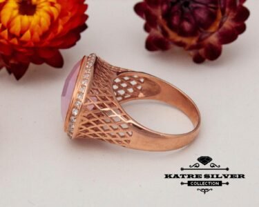 Best Rose Quartz Silver Ring 925 Sterling Silver – Pink Gemstone Statement Ring, Handmade Romantic Jewelry Gift for Her - Image 6