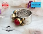 Native American Ring- Multi Gemstone Ring, American Patriotic Ring, Adjustable Ring - Image 7