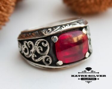 amber silver ring