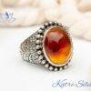 925 Silver Amber Ring, Vintage Silver Ring, Baltic Amber Ring, Mens Ring with Gemstone, Handmade Men Jewelry, Rings for Men, Mens Accessory