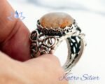 Golden Rutile Quartz Ring, The Edges of The Ring are Ivy, The Circumference of The Stone is Crown Patterned, Quartz Jewelry, Gift for Him - Image 9