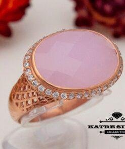 Statement Rose Quartz Ring, Pink Quartz Ring, Sterling Silver Ring, Pink Ring, Quartz Ring, Pink Stone Ring, Gift for Her