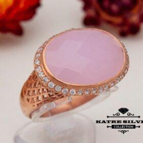 Statement Rose Quartz Ring, Pink Quartz Ring, Sterling Silver Ring, Pink Ring, Quartz Ring, Pink Stone Ring, Gift for Her