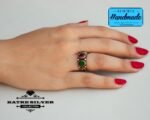 Unique Natural Designer Red or Green Ring Womens Ring Green Ring Sterling Silver Red or Green Jewelry Red Ring of Womens Silver Jewelry - Image 5