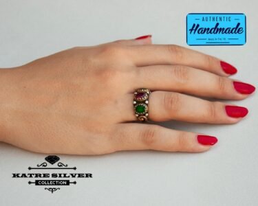 Unique Natural Designer Red or Green Ring Womens Ring Green Ring Sterling Silver Red or Green Jewelry Red Ring of Womens Silver Jewelry - Image 5