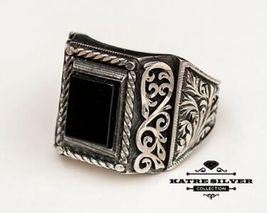 Best Black Stone Ring for Men 925 Sterling Silver – Ottoman Vintage Turkish Ring, Handmade Statement Jewelry Gift for Him - Image 4