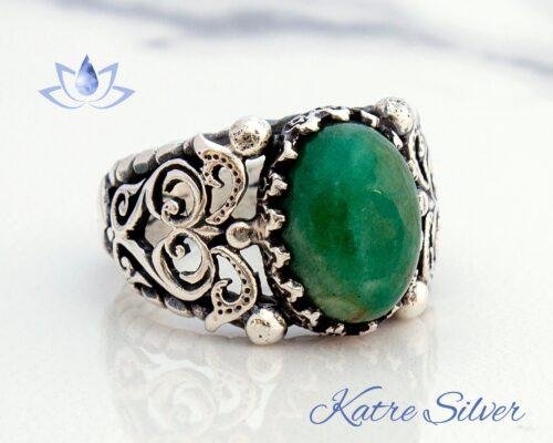 Natural Emerald Jewely, Colombian Emerald, Vintage Emerald Ring, Antique Emerald Ring, Genuine Emerald Ring, Unique Gift