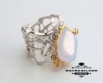 Unique Womens Ring Chalcedony Ring Sterling Silver Boho Jewelry Handcrafted Turkish Silver Rings Chalcedony Ring of Womens Silver Jewelry - Image 5