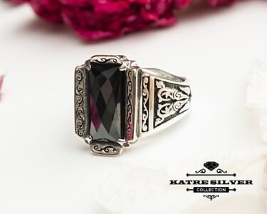 Best Onyx Ring for Men 925 Sterling Silver – Black Stone Ottoman Ring with CZ, Handmade Turkish Statement Jewelry Gift for Him - Image 4