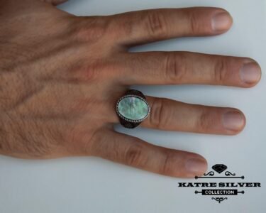 Best Nacre Ottoman Ring for Men 925 Sterling Silver – Mother of Pearl Shell Ring, Handmade Turkish Statement Jewelry Gift for Him - Image 2