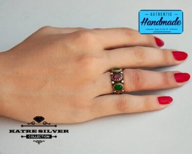 Unique Natural Designer Red or Green Ring Womens Ring Green Ring Sterling Silver Red or Green Jewelry Red Ring of Womens Silver Jewelry - Image 2