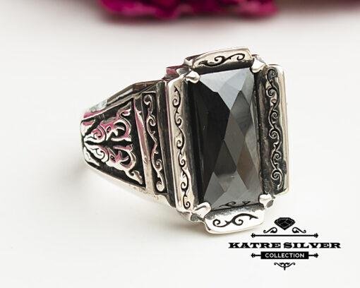 Mens Handmade Ring, Turkish Handmade Silver Men Ring, Ottoman Men Ring, Turkish Ring, Onyx Ring, Cubic Zircon