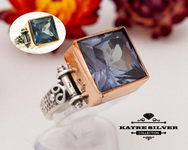 Color Changing Alexandrite Ring, June Birthstone Ring, Alexandrite Jewelry, Anniversary Ring, Vintage Ring, Solitaire Ring, Statement Ring