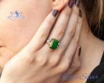 Paraiba Tourmaline Ring with Starfish, Green Tourmaline, Jewelry Ring, Statement Rings, Promise Ring, Green Diamond Ring, Gift for Women - Image 3