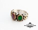Unique Natural Designer Red or Green Ring Womens Ring Green Ring Sterling Silver Red or Green Jewelry Red Ring of Womens Silver Jewelry - Image 4