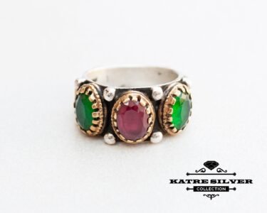 Unique Natural Designer Red or Green Ring Womens Ring Green Ring Sterling Silver Red or Green Jewelry Red Ring of Womens Silver Jewelry - Image 3