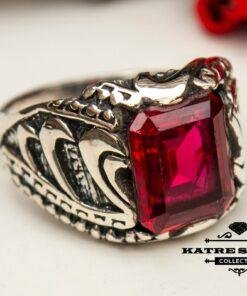 Vintage Red Statement Ring, Silver Men Ring, Red Jewelry, Ruby Red Ring, Red Statement Ring, Red Stone Ring, Bohemian Ring, Vintage Style