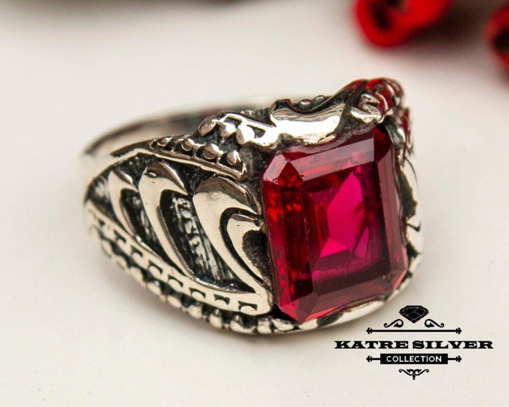 Vintage Red Statement Ring, Silver Men Ring, Red Jewelry, Ruby Red Ring, Red Statement Ring, Red Stone Ring, Bohemian Ring, Vintage Style