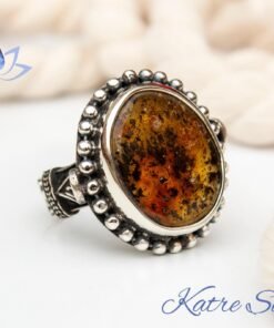 Natural Baltic Amber Ring, Beauty of Nature, Historical Fossil, Perfect Amber Gift For Unisex, Sterling Silver Ring, Beautiful Stone Gift