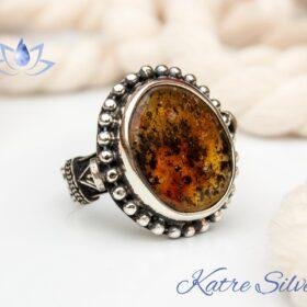 Natural Baltic Amber Ring, Beauty of Nature, Historical Fossil, Perfect Amber Gift For Unisex, Sterling Silver Ring, Beautiful Stone Gift