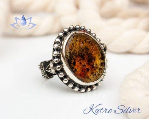 Natural Baltic Amber Ring, Beauty of Nature, Historical Fossil, Perfect Amber Gift For Unisex, Sterling Silver Ring, Beautiful Stone Gift