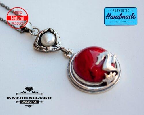 Red Coral Pendant Seahorse Necklace, Seahorse Jewelry, Red Coral Necklace, Coral Pendant, Coral Necklace, Red Coral Jewelry - Image 7