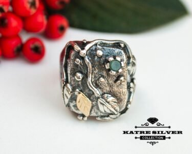 Unique Womens Natural Emerald Ring, Handmade Ring, Designer Ring, Anniversary Ring, Women Ring, Beautiful Ring, Gift Ring, Green Ring - Image 2