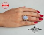 Unique Womens Ring Chalcedony Ring Sterling Silver Boho Jewelry Handcrafted Turkish Silver Rings Chalcedony Ring of Womens Silver Jewelry - Image 2