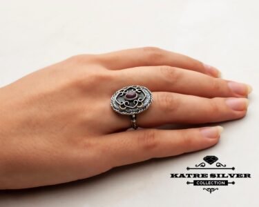 Raw Ruby Ring, Natural Ruby Rings, Oval Ruby Ring, Ruby Ring Silver, Silver Ruby Ring, Red Ruby Ring, Ruby Jewelry, Statement Ring, Red Ring - Image 2