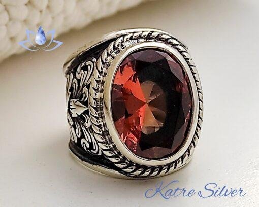 Mens Handmade Ring, Turkish Handmade Silver, Ottoman Mens Ring, Diaspore Ring, Sultanite Men Ring, Gift for Him, 925k Sterling Silver