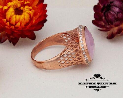 Statement Rose Quartz Ring, Pink Quartz Ring, Sterling Silver Ring, Pink Ring, Quartz Ring, Pink Stone Ring, Gift for Her - Image 7