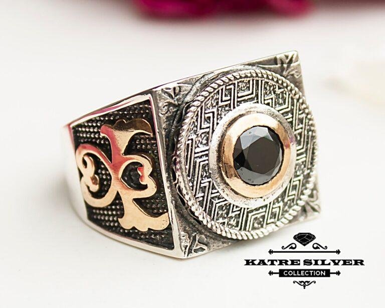 Mens Handmade Ring, Turkish Handmade Silver Men Ring, Ottoman Mens Ring, Onyx Men Ring, Gift for Him, 925k Sterling Silver Ring
