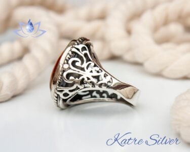 Amber Ring, Vintage Silver Ring, Naturel Baltic Amber Ring, Mens Ring with Gemstone, Handmade Men Jewelry, Rings for Men, Mens Accessory - Image 7