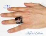 Mens Handmade Ring, Turkish Handmade Silver, Ottoman Mens Ring, Diaspore Ring, Sultanite Men Ring, Gift for Him, 925k Sterling Silver - Image 2