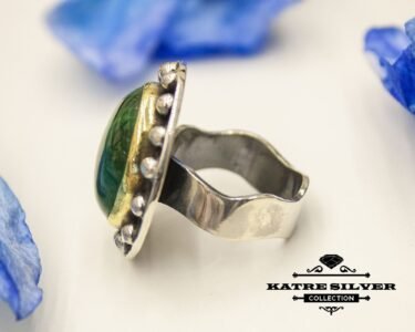 Unique Vintage Malachite Ring, Handmade Ring, Statement Ring, Malachite Ring, Natural Malachite, Green Stone Ring, Green Ring, Gift Ring - Image 6