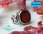 Mens Handmade Ring, Turkish Handmade Silver Men Ring, Ottoman Mens Ring, Agate Men Ring, Gift for Him, 925k Sterling Silver Ring, Vav Ring - Image 4