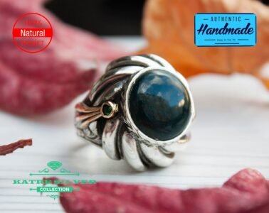 Unique Bloodstone Mens Ring Silver 925 – Handmade Turkish Ottoman Statement Ring Natural Gemstone Gift for Him - Image 5