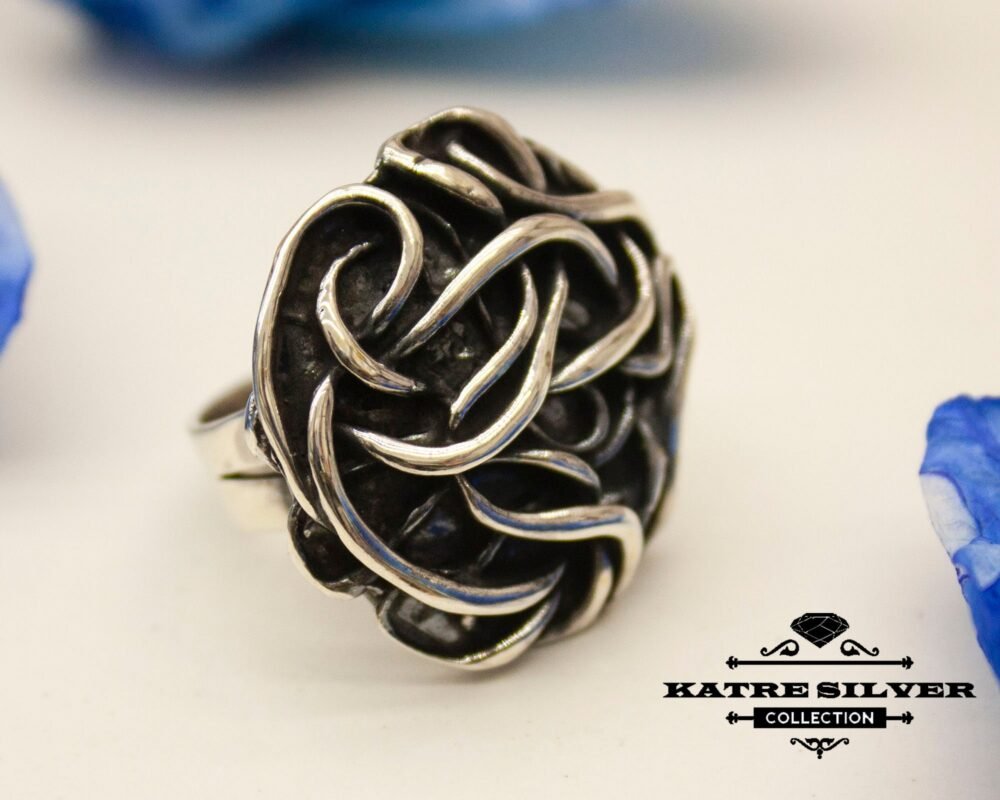 Solid Silver Vintage Ladies Ring, Ladies Fine Jewelry, Black Wire Ring, Authentic Ring, Trendy Ring, Modernist Ring, Silver Ladies Ring