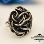 Solid Silver Vintage Ladies Ring, Ladies Fine Jewelry, Black Wire Ring, Authentic Ring, Trendy Ring, Modernist Ring, Silver Ladies Ring