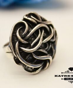 Solid Silver Vintage Ladies Ring, Ladies Fine Jewelry, Black Wire Ring, Authentic Ring, Trendy Ring, Modernist Ring, Silver Ladies Ring