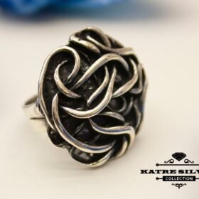 Solid Silver Vintage Ladies Ring, Ladies Fine Jewelry, Black Wire Ring, Authentic Ring, Trendy Ring, Modernist Ring, Silver Ladies Ring