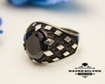 Mens Handmade Ring, Ottoman Mens Ring, Turkish Handmade Silver Men Ring, Black Onyx Ring, Gift for Him, 925k Sterling Silver Ring - Image 4